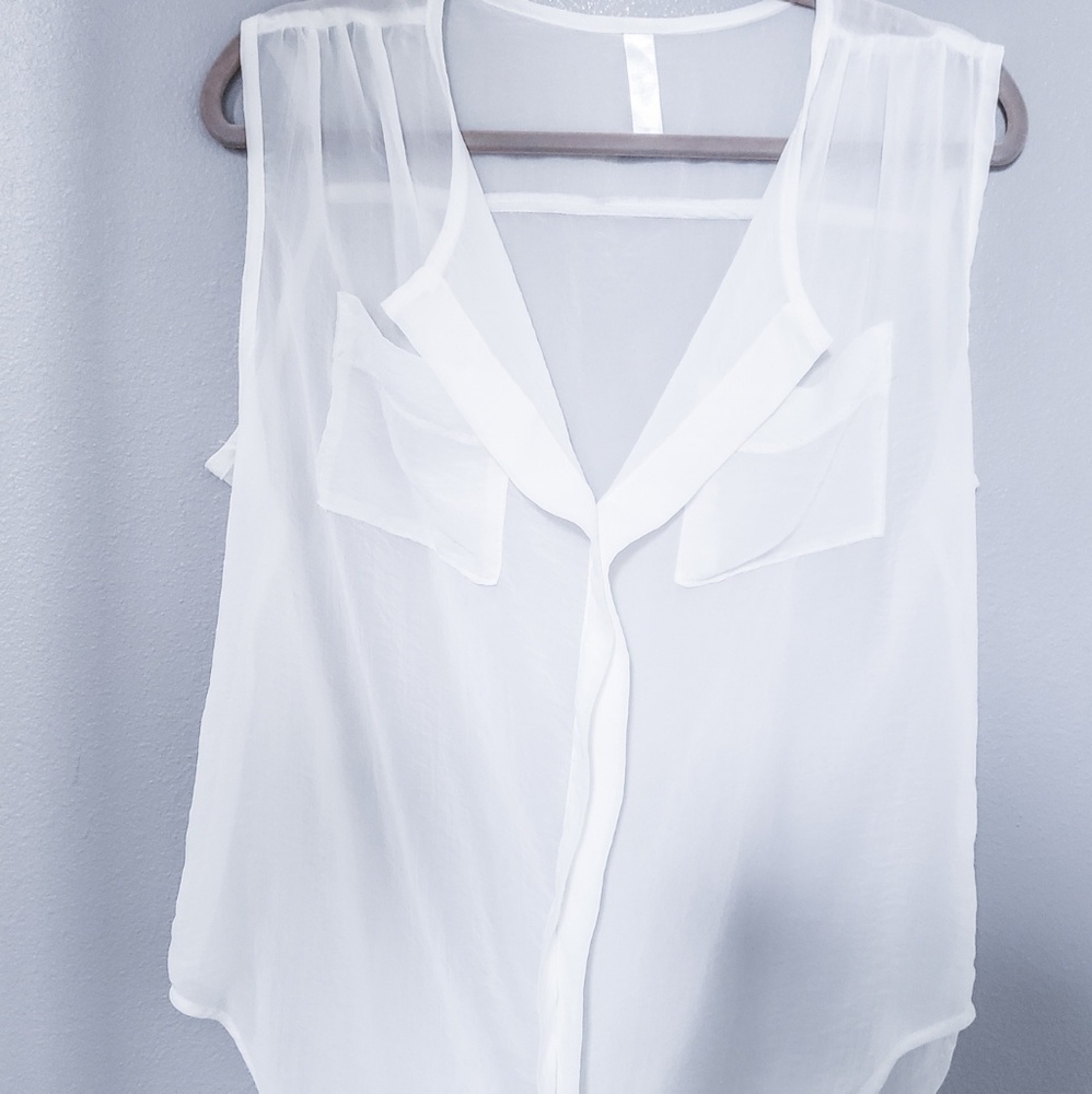 White Sheer Sleeveless Blouse